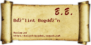 Bálint Bogdán névjegykártya
